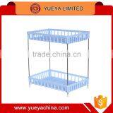 Blue Rectangle 2 Tier Two Layer Plastic Plate Cutlery Dish Draining Rack thumbnail-1