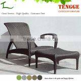 2 Piece Outdoor Rattan Wicker Lounge Chair and Footrest thumbnail-1