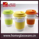 Kinds of Color Creative Mug With Silicone Sleeve Coffee Travel Ceramic Cup thumbnail-2
