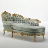 European Palace Royal Chair, Luxury Design Comfortable Gold Trim With Flower Carved Chaise Lounge thumbnail-1