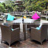 Brown Outdoor Rattan Coffee Table, Plastic Table and Chair thumbnail-1