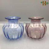 Colored Pumpkin Shaped Trumpet Glass Vase thumbnail-1