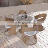 2017 Sigma Quickest Delivery Weatherproof Antique Rattan Glass Dining Table thumbnail-1