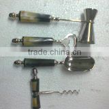 Bar accessories tool set with horn inlay handle, Cocktail tool set