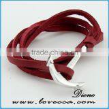 Fashion Mens Jewelry Custom Nautical Rope Leather Anchor Bracelet For Men thumbnail-2