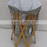 Size is 42XH70cm Pine Natural Color Frame Canvas Bag With the Letters Pattern Folding Laundry Basket/Hamper thumbnail-1