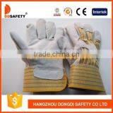 DDSAFETY 2017 Cow Split Leather Glove Full Palm Stripe Cotton Back Rubberized Cuff thumbnail-1