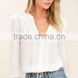 Long Sleeve Lace Trim Women Blouses and Tops New Design Sexy Saree Blouse thumbnail-1