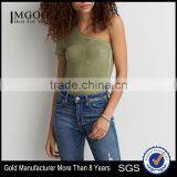 MGOO Sexy One Shoulder T-Shirt Summer Cotton Tank Tops Popular Wholesale Women Fashion Tops thumbnail-1