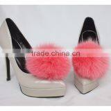 Myfur Newest High-Heeled Women Shoes Customized Removable Double Real Fox Fur Pom Poms thumbnail-1