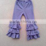Handmade Soft Wholesale Baby Girls Light Purple Colors Triple Ruffled Legging Pants Kids Trousers Child Pants XF-264 thumbnail-1