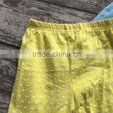 Back to School 3-8years Old Girls Outfit Clothes School Bus Clothing Aqua Yellow Ruffles Cotton Capris With Matching Accessories thumbnail-4