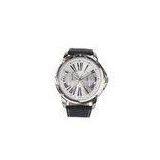 Rolex Style Business Man Quartz Digital Watch Waterproof , Genuine Leather Band