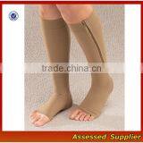 Custom Medical Zipper Compression Sock, Compression Beige Socks, Open Toe Knee Length Calf Sleeves--ZP00114 thumbnail-1