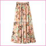 Summer New Fashion Printed Chiffon Drawstring Long Skirt thumbnail-4