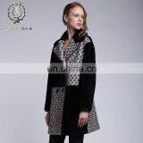Unique Style Dot Pattern Fur Coat Sheep Fur Overcoat Worsted Wollen Fur Parka For Women