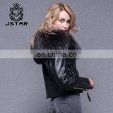 Three Color Selectable Big Raccoon Collar Lining Ladies Jackets Coats Winter Fashion Sheep Fur And Leahter Overcoat thumbnail-5