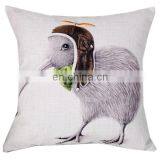 Top Selling Sofa Cushion Cover Replacement Fashion Home Decorative Throw Cute Kiwi Bird Plain Natural Linen Cushion Cover thumbnail-1