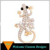 Hot New Design Unisex Fashion KC Gold Plated Crystal House Lizard Lapel Pins Brooch