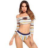 Sexy Striped Print Bikini Orange White Pattern thumbnail-2