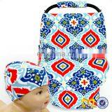 Stretchy Car Seat Canopy Gift Set Multi Use Cover Strap Cover And Baby Beanie Unisex Carseat Cover Best Shower Gift thumbnail-6