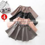 Sprint Autumn Vintage Kid Girl Pleated Skirt Children Girl Solid Pu Leather Pleated Skirt Short School Girl Skirt for 4-8T thumbnail-5