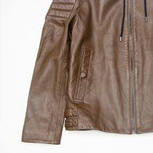 HOT SALE 2021 NEW ARRIVAL MEN'S GENUINE LAMBSKIN LEATHER JACKET WITH DETACHABLE HOOD thumbnail-4