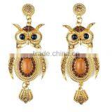 Fashional Cute Owl Earring With Stone Arete Para Esposa Novia Stud Earring Sets Clip thumbnail-4