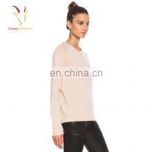 Ladies Knitted Pink Cashmere Sweater for Spring Knitwear thumbnail-3