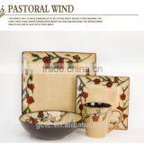 American Pastoral Style Stoneware 16pcs Dinnerware Set With Flower Design thumbnail-1