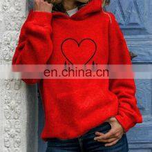 Wholesale Customization Women's Sweater Casual and Comfortable Long Sleeve Printing Hooded Loose Movement thumbnail-4