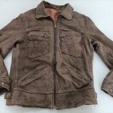 Men's Washed Distressed Retro Vintage Sheepskin Leather Suede JACKET thumbnail-1