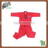 High Quality Ribbed Material V Neck Red Taekwondo Uniform thumbnail-2