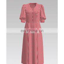 High Quality Summer Women Check Seersucker Shirt Dress Fabric thumbnail-3