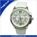 White Genuine Leather Band Simpl Big Vension Wrist Watch