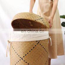 Handcrafted Multifunctional Seagrass Basket Storage Baskets Handwoven Laundry Basket With Handles and a Lid Wholesale thumbnail-2