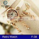 2015 Leather Strap Vintage Bracelet Lady Watch Relojes With Pendant thumbnail-4