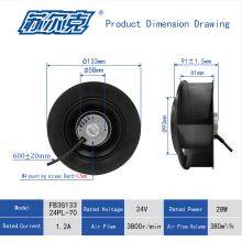 133mm 24V DC Backward Curved Centrifugal Cooling Fan for Ventilation Unit Project thumbnail-2
