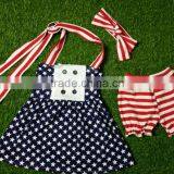 2016 Boutique Girl Clothes 4 July Fabric Girls Outfits Kids Clothing Sets and Stripe Pants With Ruffle thumbnail-1