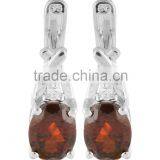 925 Sterling Silver Women Garnet Ring Earring Set thumbnail-4
