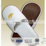 Velvet Bedroom Hotel Slippers for Men With Black Embroidery /washable Disposable Travel Slippers thumbnail-1