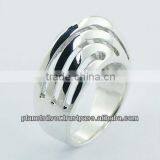 Modern Sterling Silver Designer Ring Diagonal Open Pattern thumbnail-1