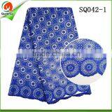 Swiss Voile Lace Big 100% Cotton Lace 100 Cotton Dyeing Fabric in Royal Blue thumbnail-1