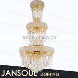 chinese antique large gold cheap handmade decorative 3 tiers crystal acrylic pendant lighting yellow glass chandelier
