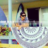 1500mm round tassel beach towel/ Printed Turkish towel with tassel fringe for europe market