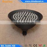 Bathroom Black Round Sucker Shape Waterfall Wall Mounted Overhead Shower thumbnail-2