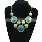 Luxurious Blue Stone Embedded Choker Necklace, Gold Tone Necklace thumbnail-1