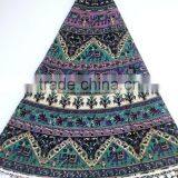 Green 72" Indian Tapestry Round Mandala Tapestry Roundie Round Table Cover Wholesaler Indian Tapestry Art thumbnail-2