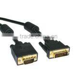 DVI-A Male to 15 Pin VGA Male Cable Lead 2 Metres Gold