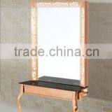 Golden 1 Side Carved Pattern Mirror Styling Station With Desk M851 thumbnail-1